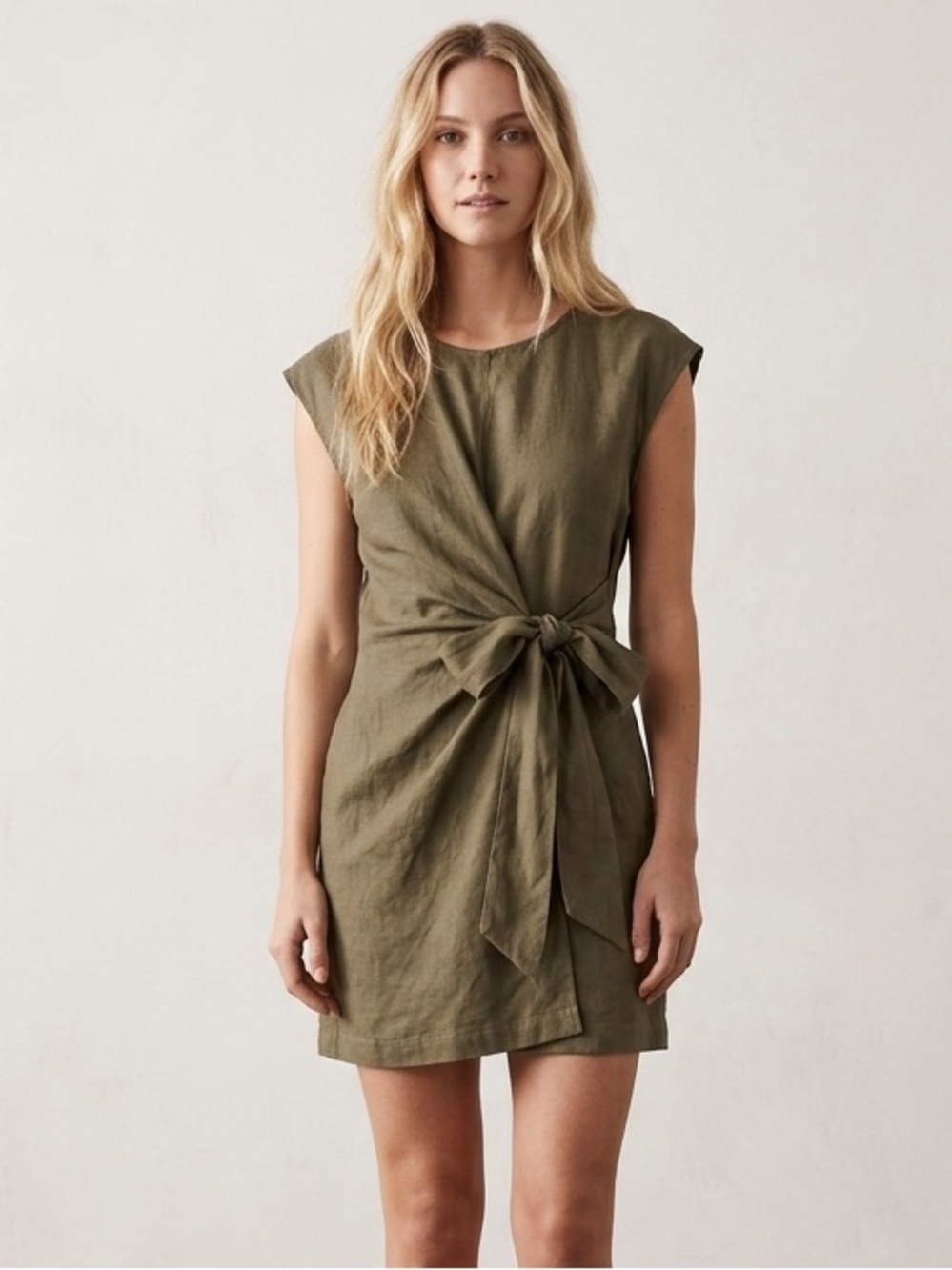 Rool Green Wrap Tie Front Sheath Dress